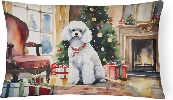 Caroline's Treasures DAC2727PW1216 Poodle Cozy Christmas Throw Pillow Machine Washable, Indoor Outdoor Decorative Pillow for Couch, Bed or Patio, 12HX16W
