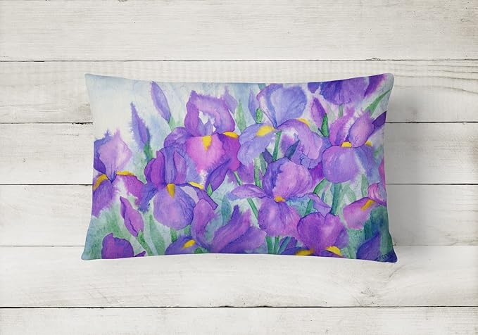 Caroline's Treasures IBD0256PW1216 Purple Iris Canvas Fabric Decorative Pillow Machine Washable, Indoor Outdoor Decorative Pillow for Couch, Bed or Patio, 12HX16W