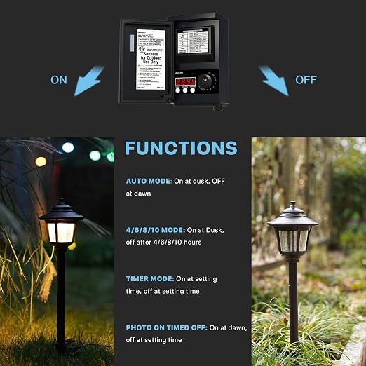 45W Low Voltage Transformer Landscape Lighting Transformer for Low Voltage Landscape Lights with Photo Sensor Timer Function 9920-9045-01