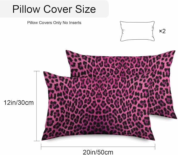 Vandarllin Outdoor Throw Pillows Covers 20x12 inch Set of 2 Waterproof Pink Leopard Print Decorative Zippered Cushion Covers for Patio Furniture, Retro Animal Fur Pattern Lumbar Pillowcases