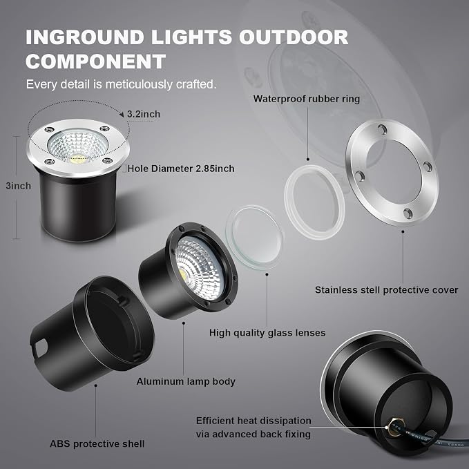 8Pack RGB Color Changing Low Voltage Landscape Lights with Connecotrs 3W LED 12V Outdoor Inground Lights Waterproof Well Lighting Christmas Decorative Lighting for Garden,Yard,Patio(RGB)