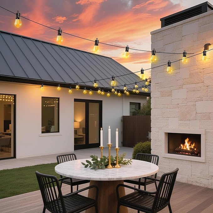 Outdoor Patio String Lights 150ft: S14 LED Shatterproof Bulbs 3 Modes Button Control - Waterproof Connectable Hanging Lights - Garden Backyard Yard Gazebo Porch Party Decorative