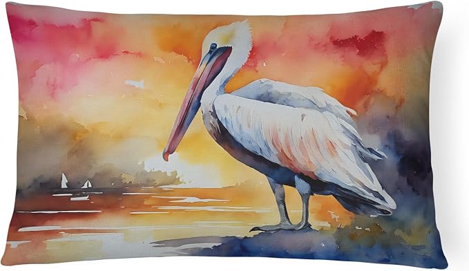 Caroline's Treasures DAC2852PW1216 Pelican Throw Pillow Machine Washable, Indoor Outdoor Decorative Pillow for Couch, Bed or Patio, 12HX16W