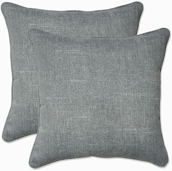 Pillow Perfect Tory Solid Indoor/Outdoor Small Throw Pillow Plush Fill, Weather and Fade Resistant, Small Throw - 16.5" x 16.5", Grey, 2 Count