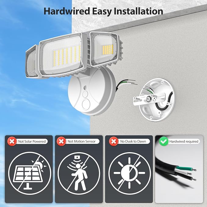 Olafus 80W Flood Lights Outdoor 2 Pack, Switch Controlled LED Security Lights 8000LM, 6500K Outside Floodlight, IP65 Waterproof Exterior Light Fixture for House, Yard, Garage, Wall/Eave Mount White