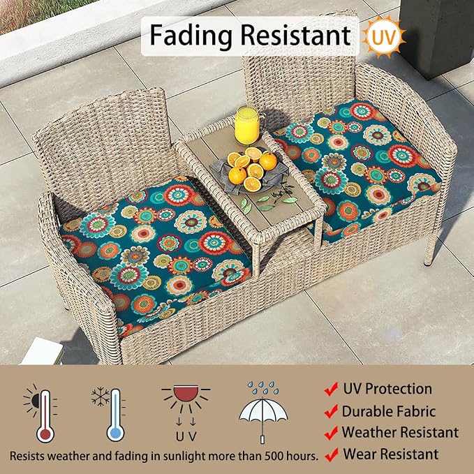Magpie Fabrics Indoor Outdoor Cushion Cover Replacement 2 Pack, NO Insert! Water Repellent Slipcover with Ties Decor for Patio Garden Chair Sofa Bench Wicker(Floral Green, 24x22x4 Inch)