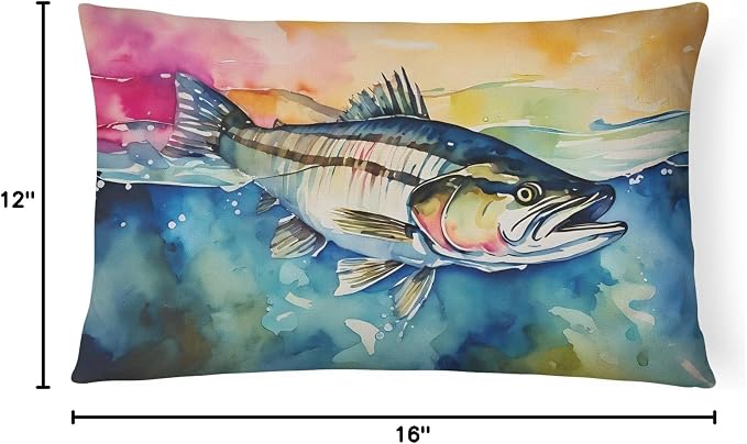 Caroline's Treasures DAC2834PW1216 Striped Bass Throw Pillow Machine Washable, Indoor Outdoor Decorative Pillow for Couch, Bed or Patio, 12HX16W