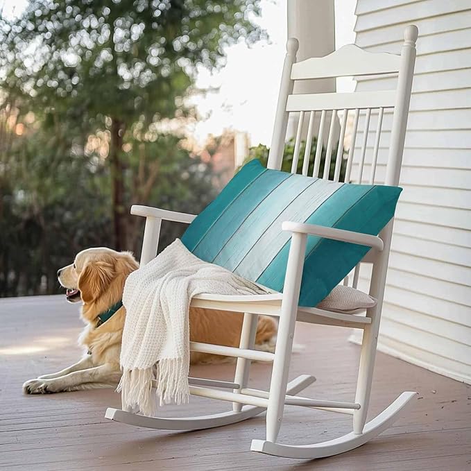 Lumbar Pillow Covers 20x12 Inch Set of 2, Aqua Ombre Waterproof Outdoor Cushion Covers, Vintage Country Wooden Decorative Pillowcases for Couch, Sofa, Bed, Garden, Patio