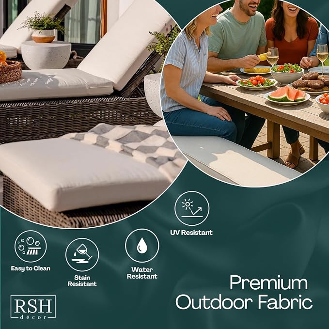 RSH DECOR 6-Pack Pillow Set | All-Weather Spun Fabric | Water & Fade-Resistant | Outdoor Throw Pillows | 20" x 12" Lumbar, 17" Square, & 20" x 6" Neck Roll (Colsen Noir) - Made in USA