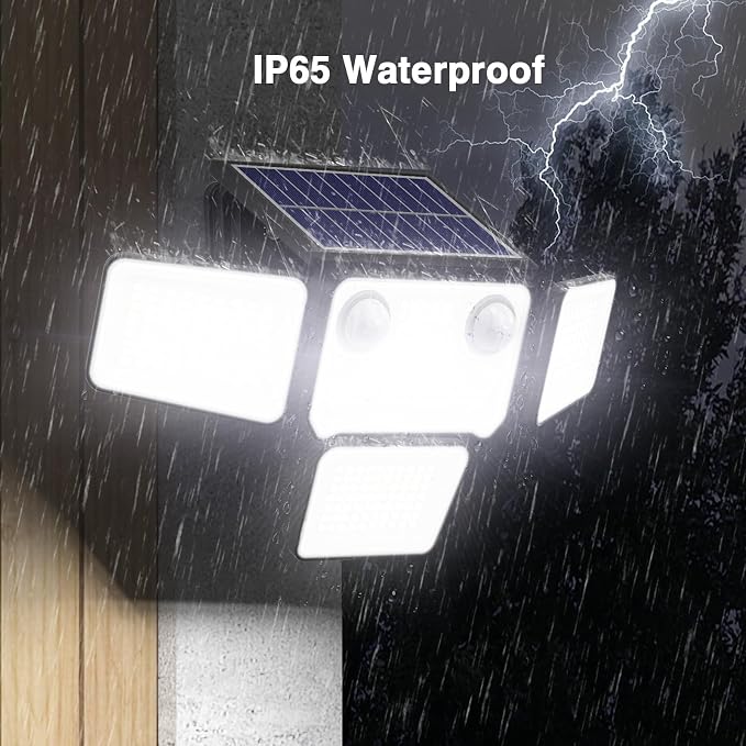 4500LM Solar Lights Outdoor Waterproof, 254 LED Solar Flood Lights Outdoor with 2 Motion Sensor, 4 Heads Security Light with Remote Control for Yard Outside House Garage 4 Pack