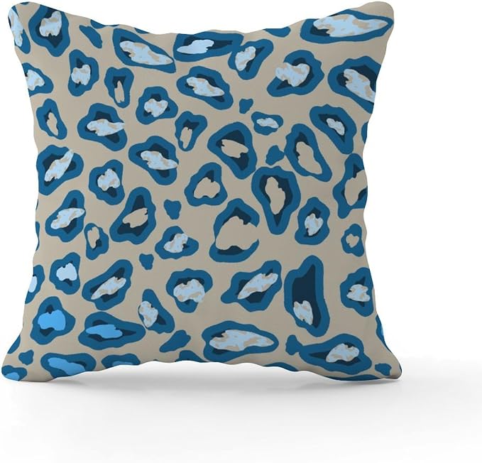 Throw Pillow Covers Chinoiserie Cheetah Print Pillows Classic Blue and Light Brown Pillow Cover Accent Decorative Cushion Cases Home Decor for Patio Couch Sofa Office 24x24 in