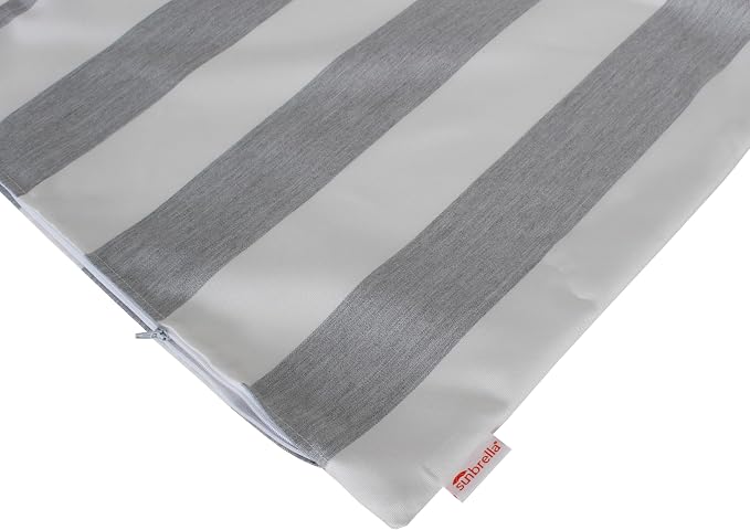 Outdoor/Indoor Sunbrella Throw Pillow Cover Only Square Set of 2 Pieces 16 inch x16 inch Cabana Granite/Gray Stripe - Insert Not Included