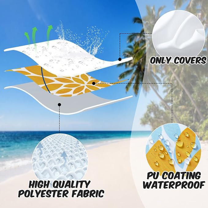 OTOSTAR Outdoor Golden Light Blue Pillow Covers 16x16 Inch Set of 2 Dark Blue Flower Throw Pillows Geometric Dahlia Floral Square Cushion Case Waterproof Decor for Sofa Patio Funiture Garden