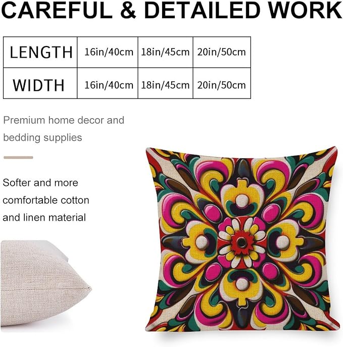 Zippered Pillow Cover Modern Blossom Pillow Protector Mexican Flowers Bed Throw Pillows Home Decor Throw Pillows Cover 18"x18" Outdoor Patio Throw Pillow Covers Garden Farmhouse Decor