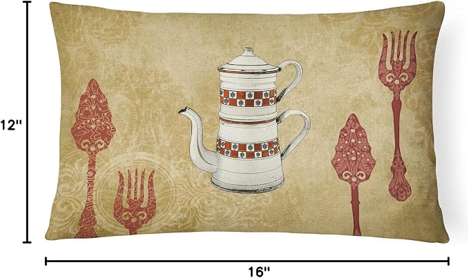 Caroline's Treasures SB3088PW1216 Teapot Welcome Canvas Fabric Decorative Pillow 100% Machine Washable Pillow, Indoor or Outdoor Decorative Throw Pillow for Couch, Bed or Patio