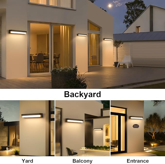 Boajuna Outdoor Solar Wall lamp, Dusk to Dawn Motion Sensor Lantern with 3 Lighting Modes, Wireless Exterior Solar Porch Lights Wall Mount Patio Fence Outdoor Light Fixture