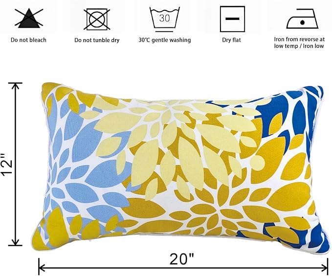 Outdoor Lumbar Pillows Decorative Pillows with Insert Included | 12x20 Outdoor Pillows Set of 2 Outdoor Pillows covers Waterproof Patio Pillows for Outdoor Furniture