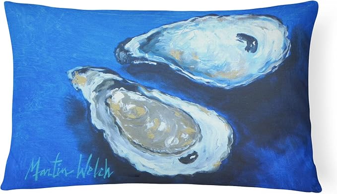 Caroline's Treasures MW1095PW1216 Oysters Seafood Four Canvas Fabric Decorative Pillow Machine Washable, Indoor Outdoor Decorative Pillow for Couch, Bed or Patio, 12HX16W