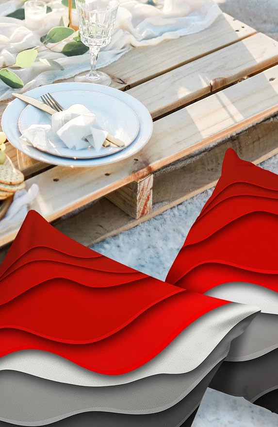 Outdoor Waterproof Pillow Covers for Patio Furniture Red Modern Geometric Decorative Throw Pillow Cover Abstract Beach Pillowcases Set of 2 Cushion Case for Sofa Couch Chair Home Decor 24 x 24 Inches