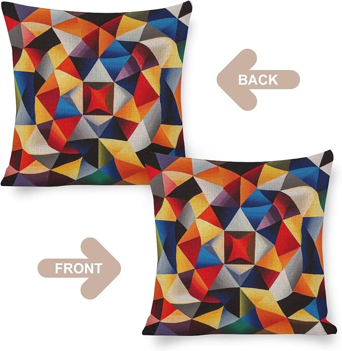 Cushion Pillow Cover Colorful Fun Aesthetic Mid Century Modern Gomestry Decorative Square Pillowcase Cushion Case Mid-Century Modern Style Couch Pillows 20"x20" for Couch Sofa Bed