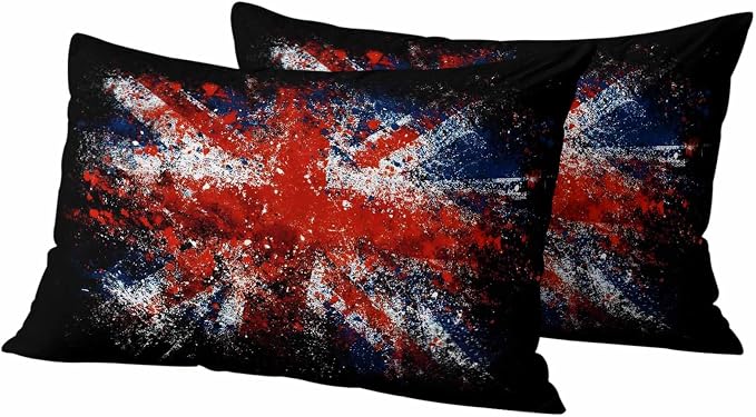4th of July Outdoor Throw Pillows Covers 20x12 inch Set of 2 Waterproof British Flag Decorative Zippered Cushion Covers for Patio Furniture, Retro National Flag Independence Day Lumbar Pillowcases