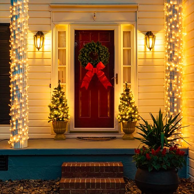 JMEXSUSS Connectable 250 LED Warm White Christmas Lights Indoor Outdoor | 91.5ft Christmas String Lights, 8 Modes Twinkle String Light Plug in for Christmas Tree Party Decoration