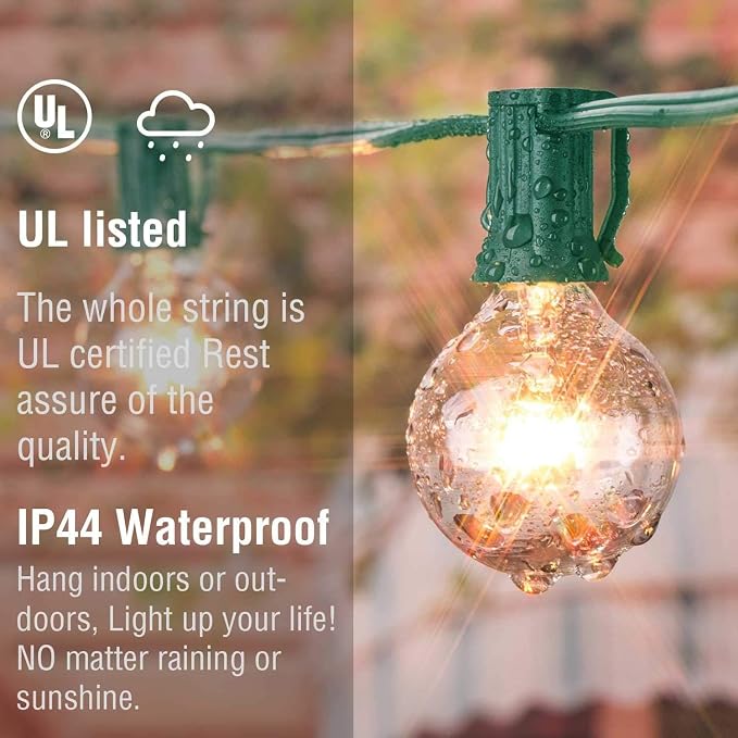 25Ft Outdoor Christmas String Lights, G40 Warm White Christmas Decorations Lights with 27 Incandescent Globe Bulbs, Vintage Christmas Lights for Xmas Tree Party Backyard Wedding Garden Holiday Patio