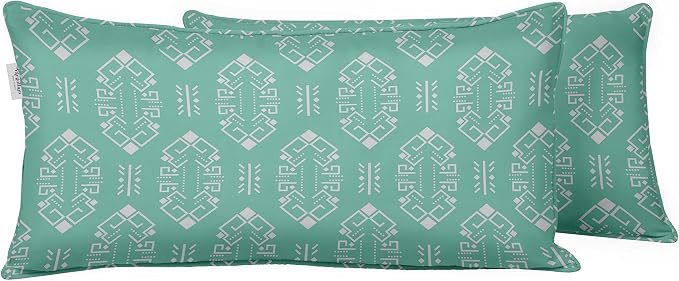 Indoor/Outdoor Polyester Fabric Lumbar Pillow Cover, All-Weather Waterproof Rectangular Cushion Case for Patio Furniture, 12 x 18 Set of 2 - Abstracts-27