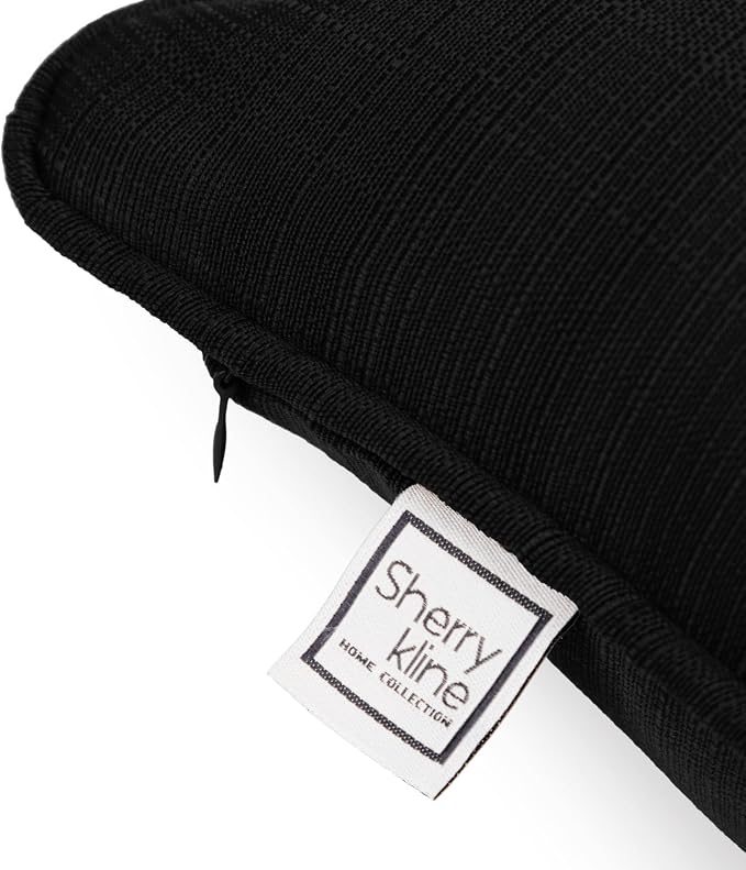 Sherry Kline Sunrise Indoor/Outdoor Rectangle (Boudoir) Corded Edge Filled Pillow Black 13"x18" Set of 2