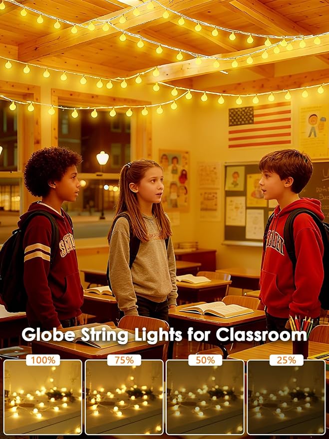 2PK 400LED 152FT Connectable Globe String Lights Indoor Bedroom Warm White | Classroom String Lights Plug in, 8 Modes & Remote, Hanging Fairy Light for Classroom Christmas Room Party Outdoor Decor