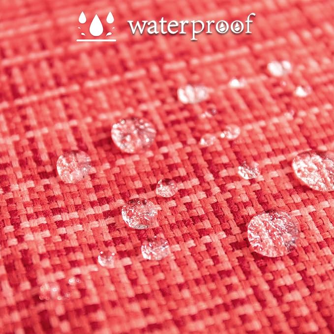 UGASA Outdoor Waterproof Throw Pillow Covers Pack of 2 Patio Water Resistant Pillow Cases Summer Woven Texture Decorative for Outside Garden Porch Yard Bench Tent 20x20 Inch, Red