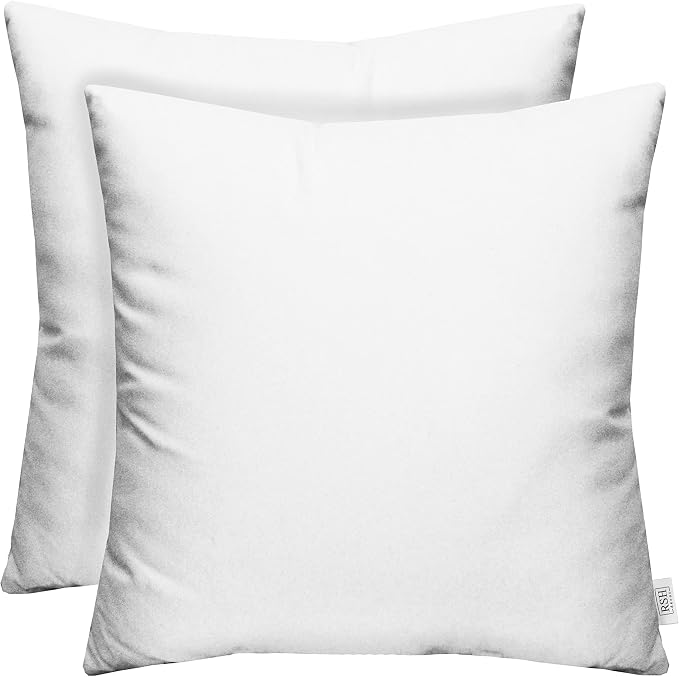 RSH DECOR Square Throw Pillows Set of 2, 17x17 Inch Decorative Pillows for Couch, Water-Resistant Patio Furniture Pillows, All-Weather Spun Fabric, Canvas White - Made in USA