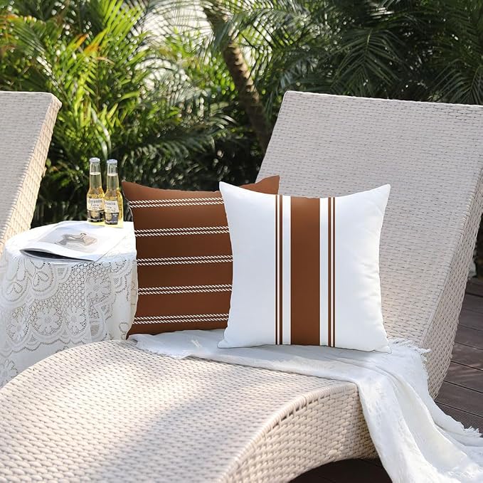 DFXSZ Outdoor Rust Waterproof Geometry Pillow Covers 20x20 Set of 4 | Summer Fall Waterproof Modern Throw Pillowcases（No Inserts） Outdoor Decor for Patio Funiture Garden Polyester Covers