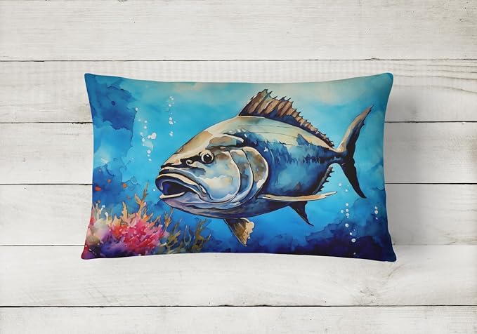 Caroline's Treasures DAC2773PW1216 Bluefin Tuna Throw Pillow Machine Washable, Indoor Outdoor Decorative Pillow for Couch, Bed or Patio, 12HX16W