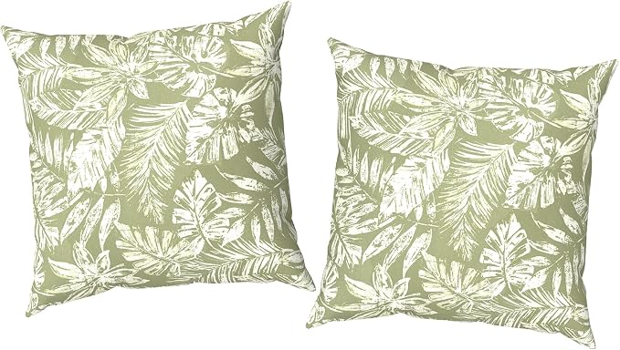 Outdoor Pillow Covers Waterproof 20x20 Inch Set of 2 Tropical Leaf Green Decorative Outside Patio Furniture Cushion Cases Decor for Porch Garden