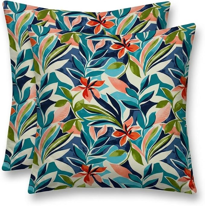 RSH DECOR Square Throw Pillows Set of 2, 20" x 20", All-Weather Pillows, SOMAP Multi, Made in USA