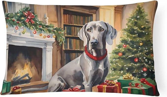Caroline's Treasures DAC2759PW1216 Weimaraner Cozy Christmas Throw Pillow Machine Washable, Indoor Outdoor Decorative Pillow for Couch, Bed or Patio, 12HX16W