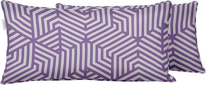 Indoor/Outdoor Polyester Fabric Lumbar Pillow Cover, All-Weather Waterproof Rectangular Cushion Case for Patio Furniture, 12 x 18 Set of 2 - Abstracts-44