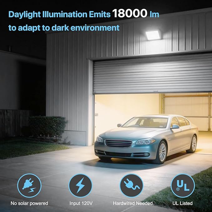 HYPERLITE LED Wall Pack Light: 120W 18000lm Dusk to Dawn Flood Lights Outdoor - UL Listed Commercial and Industrial Outdoor Light Fixture 3Pack for Parking lot Barn Light Area