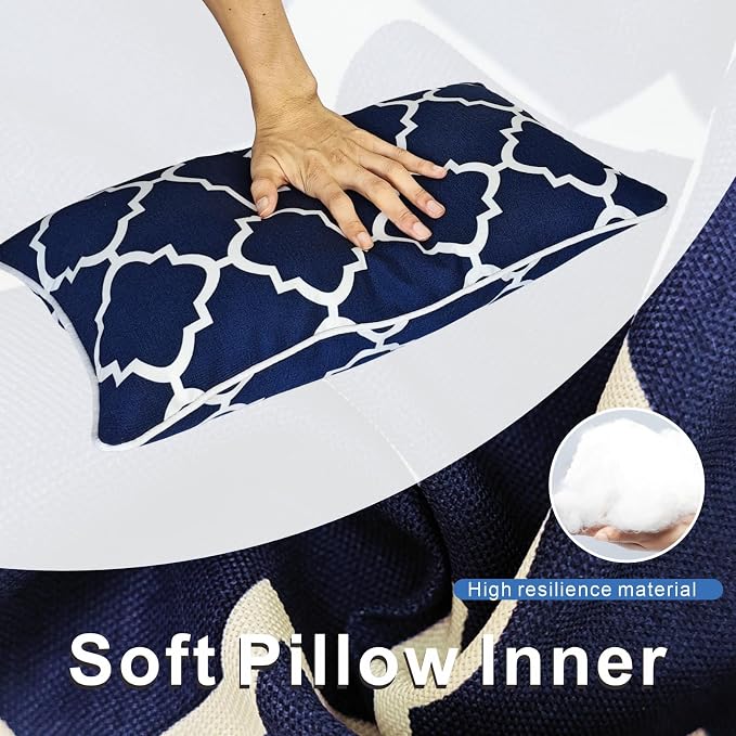 JMGBird Navy Blue Throw Pillows Waterproof Outdoor Pillows for Patio Furniture