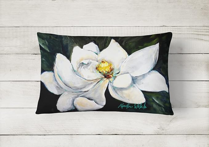 Caroline's Treasures MW1234PW1216 Sweet Magnolia Canvas Fabric Decorative Pillow Machine Washable, Indoor Outdoor Decorative Pillow for Couch, Bed or Patio, 12HX16W