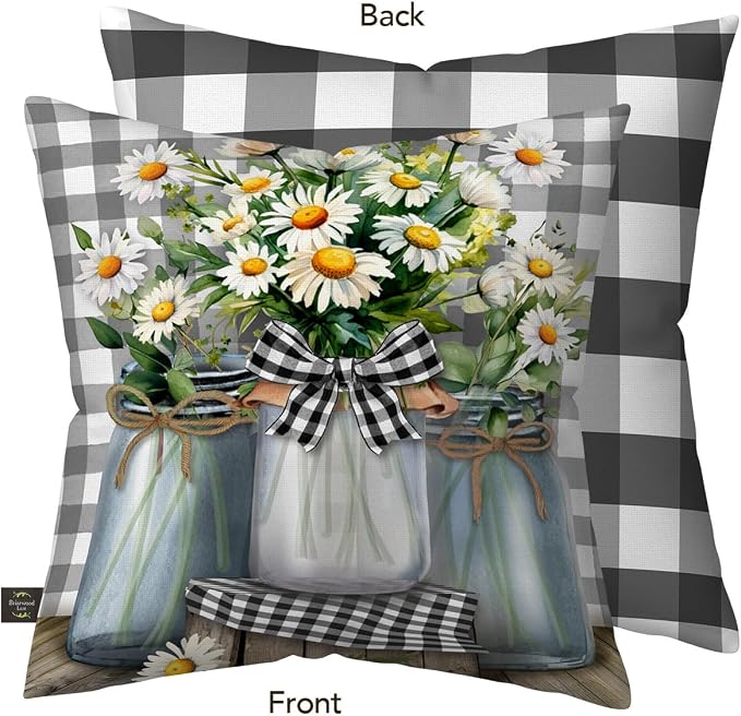 Briarwood Lane Spring Indoor/Outdoor Pillow 17x17 Farmhouse Jars for Spring Pillow