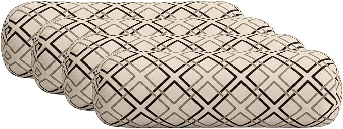 RSH DECOR: Sunbrella Neck Roll Pillows Set of 4 | 20” x 6” | Outdoor Bolster for Patio, Deck, Porch, or Poolside Furniture | Water & Fade-Resistant | Made in USA (Dwell Mahogany)