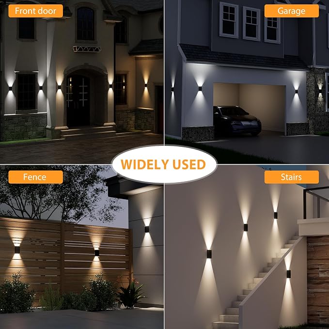 Solar Wall Light Outdoor,3000/4000/6000K 3 Modes Dusk to Dawn Lighting Wall Sconce IP67 Waterproof Up and Down Solar Lights Outdoor for House, Garage, Porch,Doorway (2 Pack)