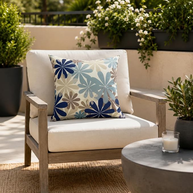 2 Pack Outdoor Throw Pillows 18x18 with Inserts, Water-Repellent | 2-pack 18x18 outdoor throw pillows with inserts, water-repellent polyester covers, hidden zippers, and indoor/outdoor style.