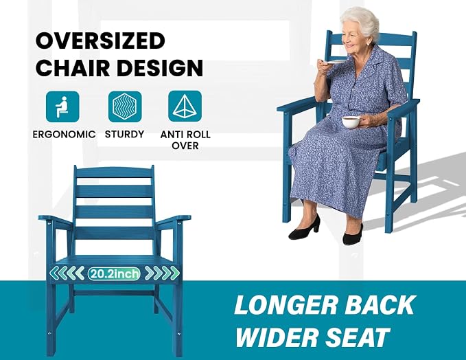 Ayge 9-Piece Outdoor Dining Set – HDPE Patio Furniture for 8 with 2" Hole Cut-Out Table & 8 Chairs, Perfect for Pool, Patio, Garden, Navy