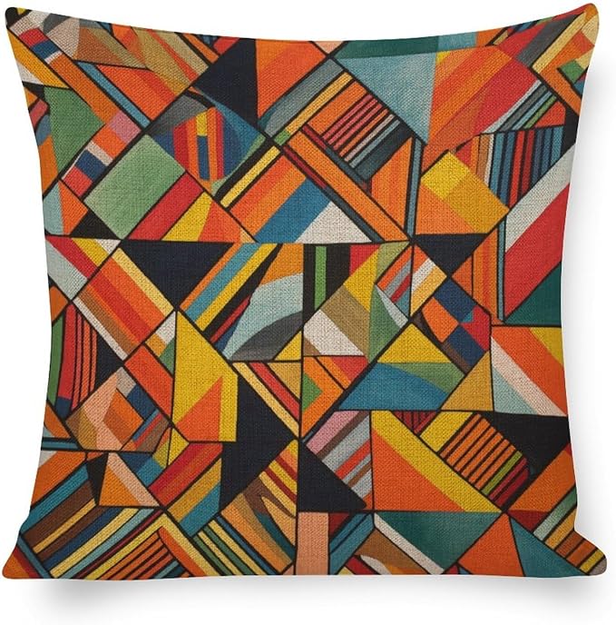 Pillow Protectors Colorful Fun Aesthetic Mid Century Modern Gomestry Pillowcases 16 In Summer Orange Rust Colorful Multicolor Throw Pillow Covers Decorative Floral Linen Pillow Cover Home Decor