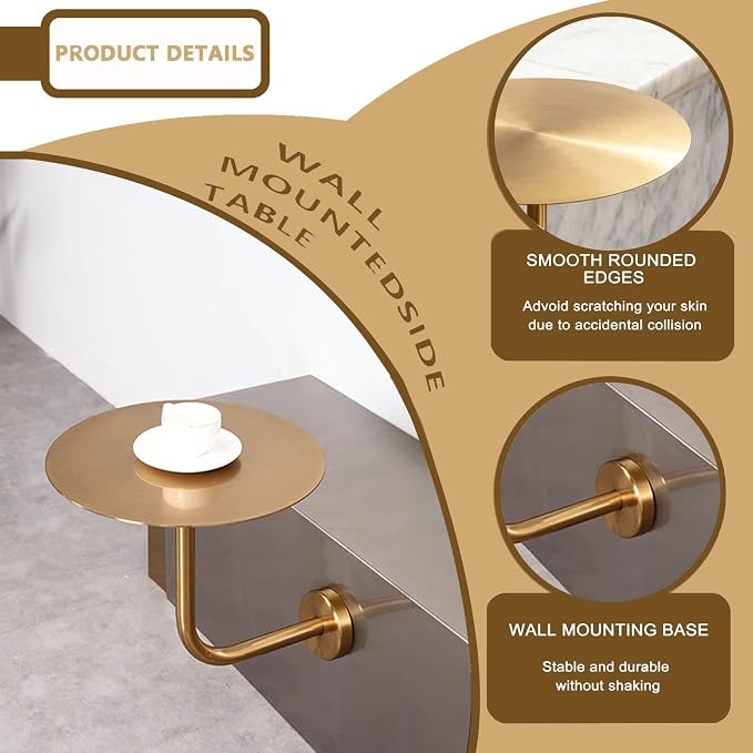 Round Bistro Pub Table - L-Sd Bar Table - Silver Stainless Steel Cocktail Table, Wall Mount Design for Indoor/Outdoor Dining, Compact 35x35x45cm