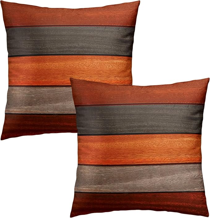 Fall Decor Pillow Covers 22x22 Inches Vintage Wood Board Autumn Farmhouse Decorations Pillowcase Cotton Square Cushion Case for Thanksgiving Home Décor
