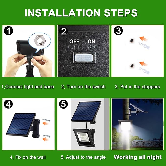 2 Pack Solar Wall Mount Lights - Super Bright Solar Security Flood Lights for Outdoor Use, IP65 Waterproof, Dusk to Dawn